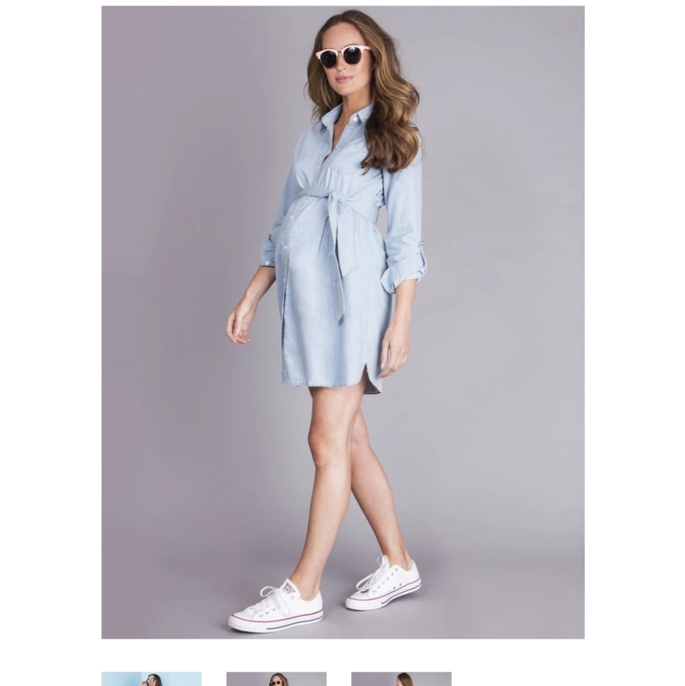 Seraphine maternity chambray dress - Picture 2 of 8